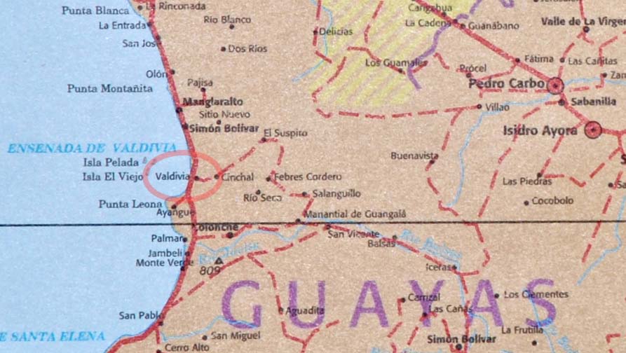 map of Valdiva Ecuador area